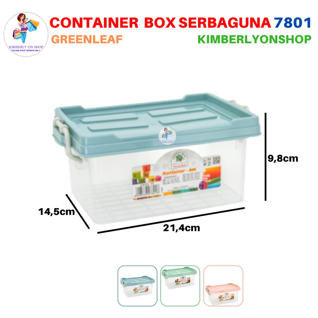 Container Q Seven Box Tempat Penyimpanan 1,7 Liter 7801 Green Leaf