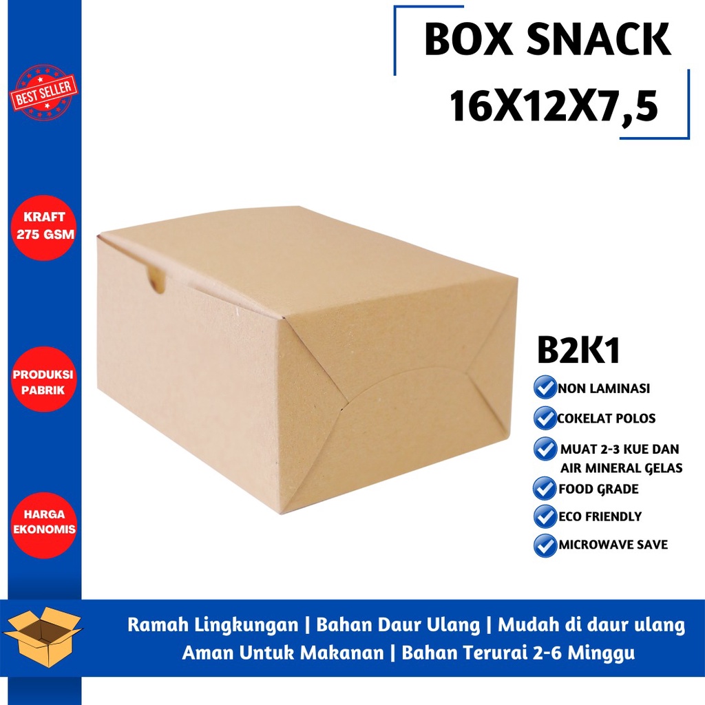 Box Snack Dus Kue Snack Box 16x12 (B2K1-16X12X7.5 Cm)