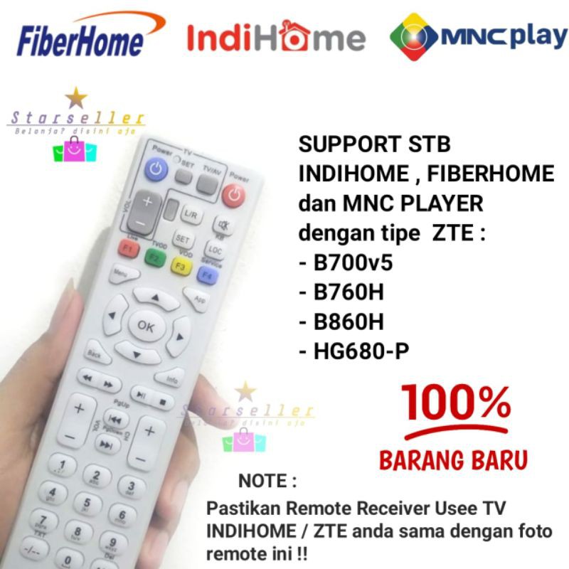 REMOTE RECEIVER STB DVB ZTE B860H B760H B700V5 MNC PLAY INDIHOME/TELKOM USEE TV