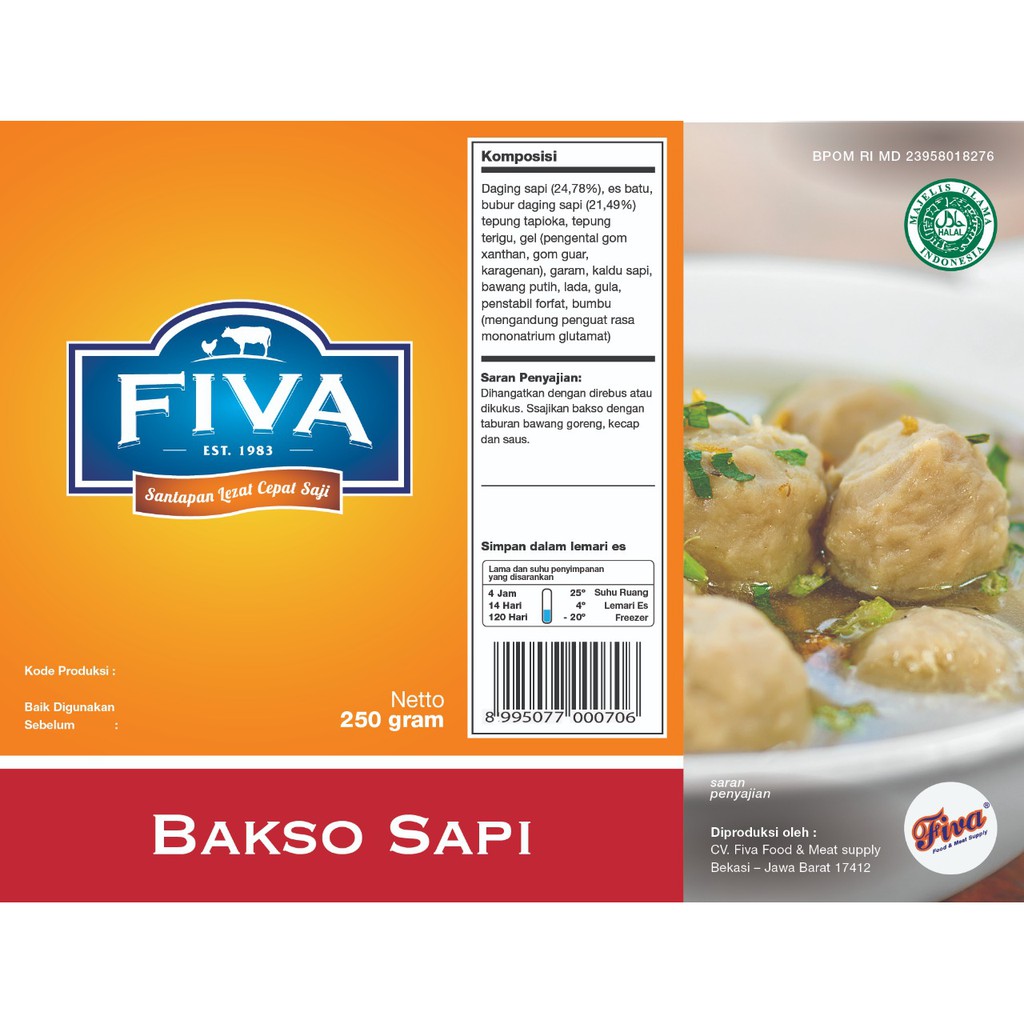 

Fiva Bakso Sapi Beef Meatball 250 Gram