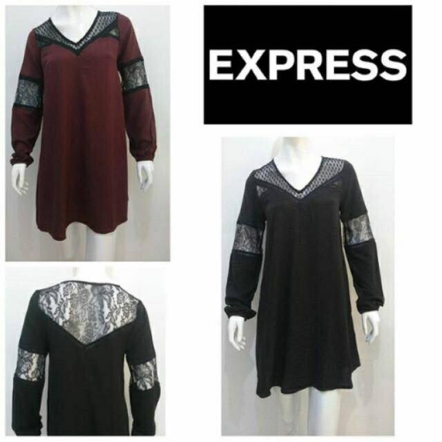 EXPRESS Lace Dress Maroon Original