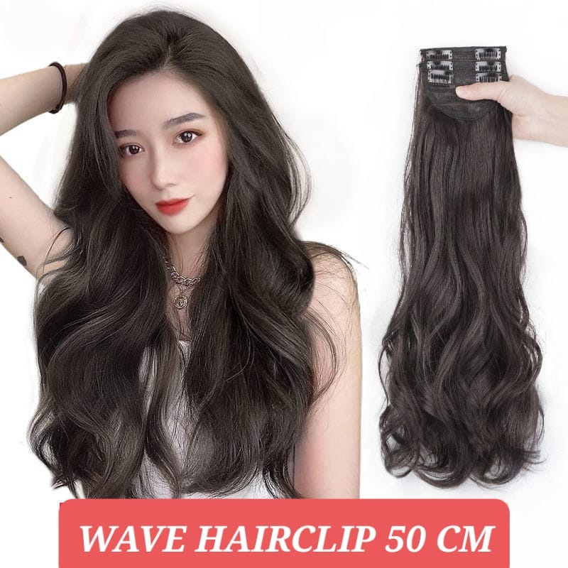 WAVE HAIR CLIP 50 CM HAIR EXTENSION AKSESORIS RAMBUT PALSU WIG KOREA IMPORT