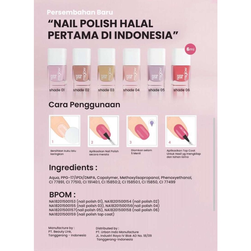 Breathable Nail Polish MS Glow Peel Off Kutek Kuku HALAL untuk Wudhu dan Shalat