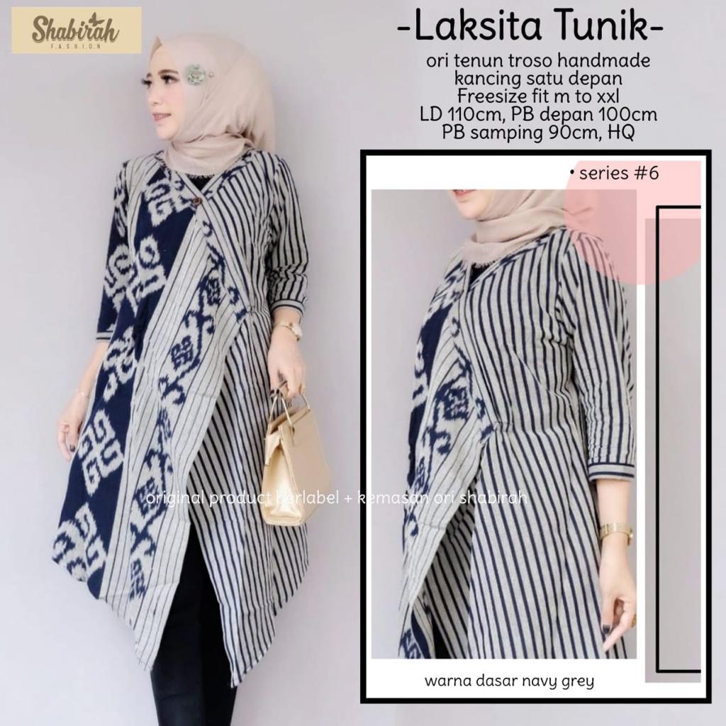 Tunik Batik Tenun Wanita by Butik Batik Solo bahan batik tenun kode BATIK TUNIK TENUN LAKSITA