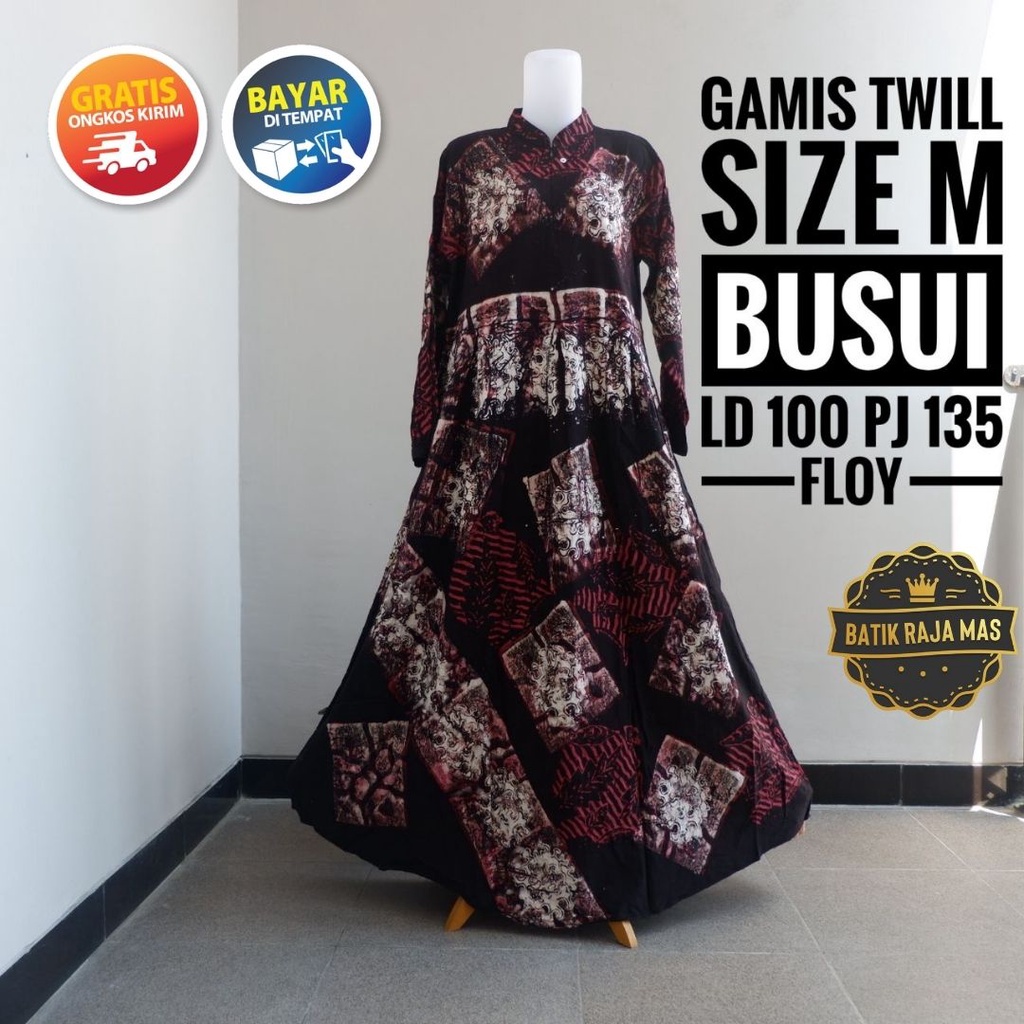 Gamis Dress Dewasa Wanita Perempuan Ibu Ibu Kekinian Motif Batik Abstrak Busui Friendly Resleting De
