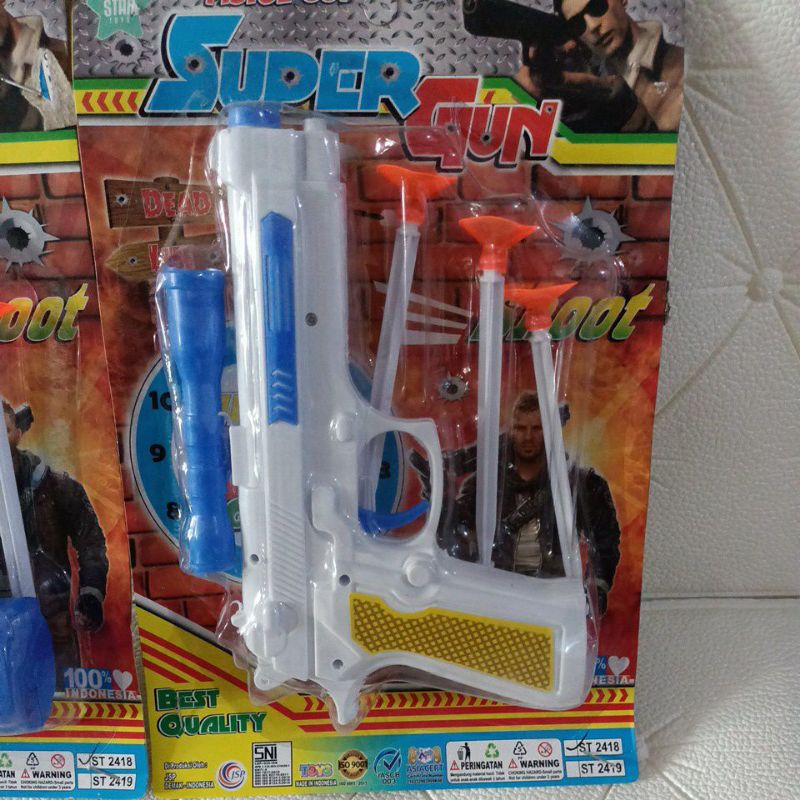 Mainan pistol cop super gun SNI