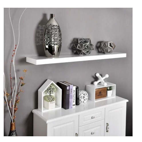 Rak Ambalan Dinding Dapur Kayu Minimalis Tempel Vintage 80 x 20 Cm