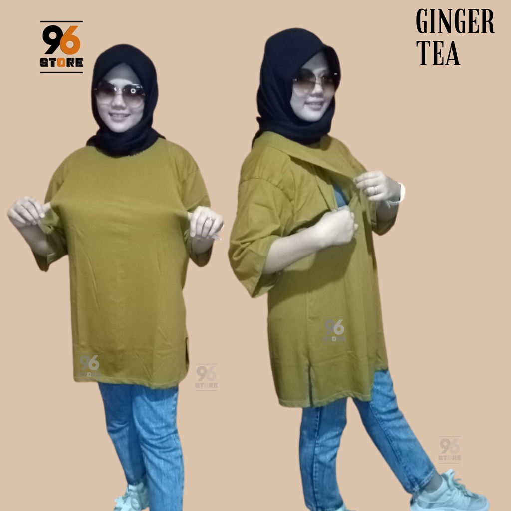 Kaos Oversize Wanita Polos Panjang Lengan  7/8