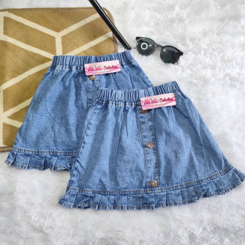 ROK JEANS PENDEK ANAK  REMPEL USIA 1 - 7 TAHUN