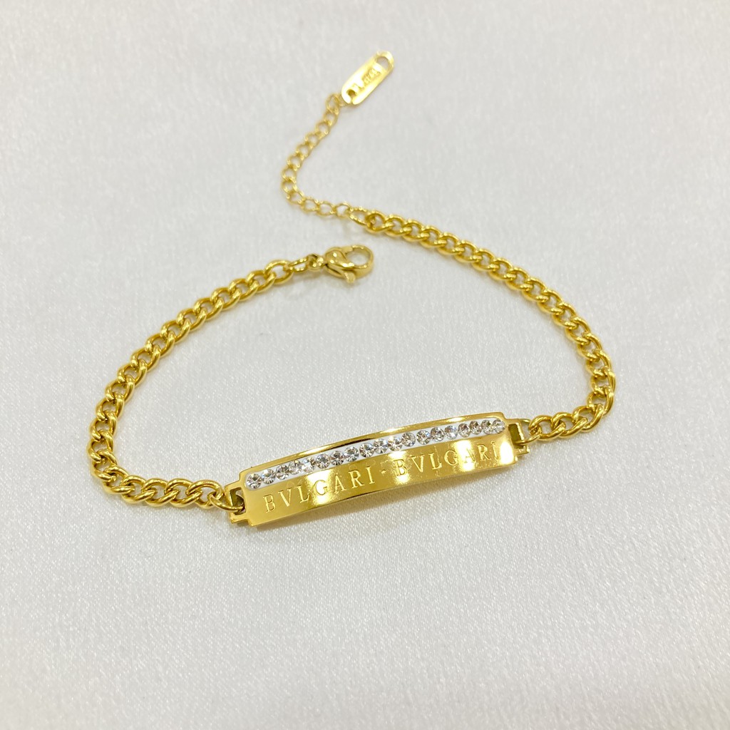 Gelang Tangan Plat Titanium Branded Fashion Wanita Korean Style Anti Karat