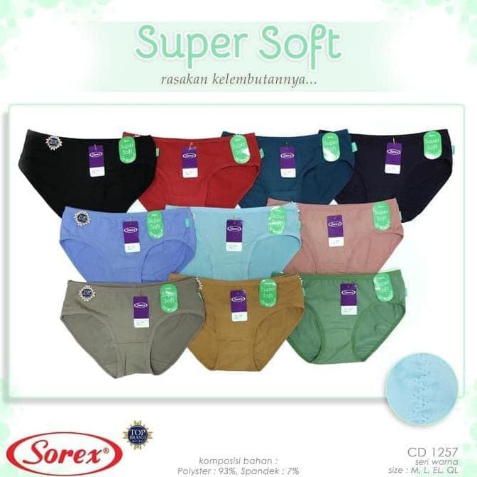 12 Pcs Celana Dalam Wanita Sorex Mini 1257 Super Soft | CD Perempuan Dewasa Sguna Tali Kecil Mini