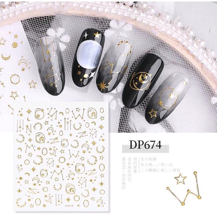 GALAXY MOON SUN STICKER BEE NAIL ART / SIKER KUKU BULUAN BINTANG NAIL / KUKU