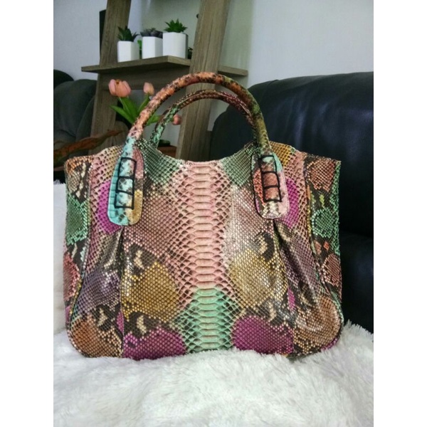 PRELOVED HANDMADE SNAKE SKIN BAG