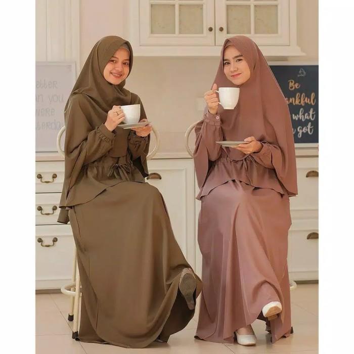 Laras Syari S M L XL | Set Gamis + Khimar | Setelan Hijab Syari |Naomi