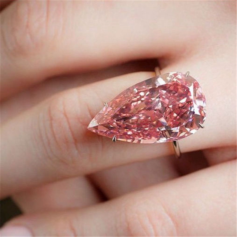 Baru Berwarna Merah Muda Kristal Topaz Cincin Wanita Perhiasan