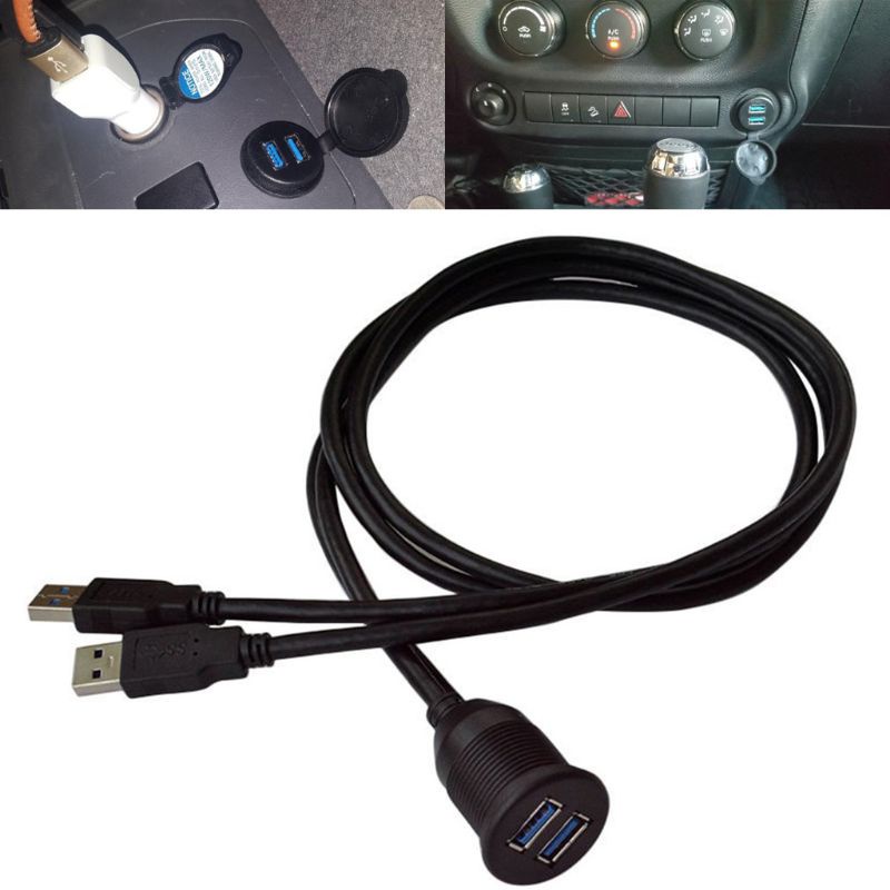 VIVI   Dual USB 3.0 Male to Female Car Boat Dash Panel Flush Mount Extension Cable 2m