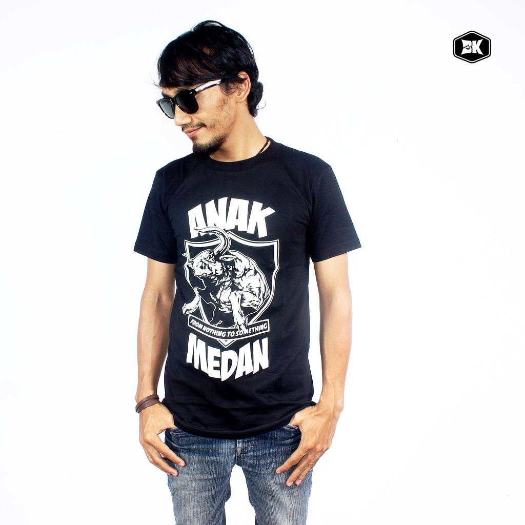 BK ETHNIC | Kaos T-Shirt Etnis Suku Batak |Kaos Basic Batak | ANAK MEDAN (GLOW IN THE DARK)