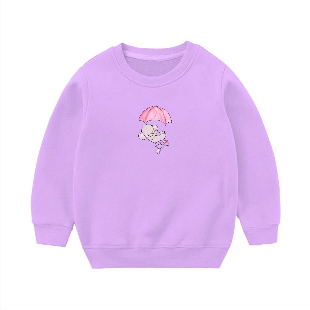 Sweater Anak Anak Atasan Crewneck Bahan Fleece Motif Balon Elephant Cute 1-5 THN