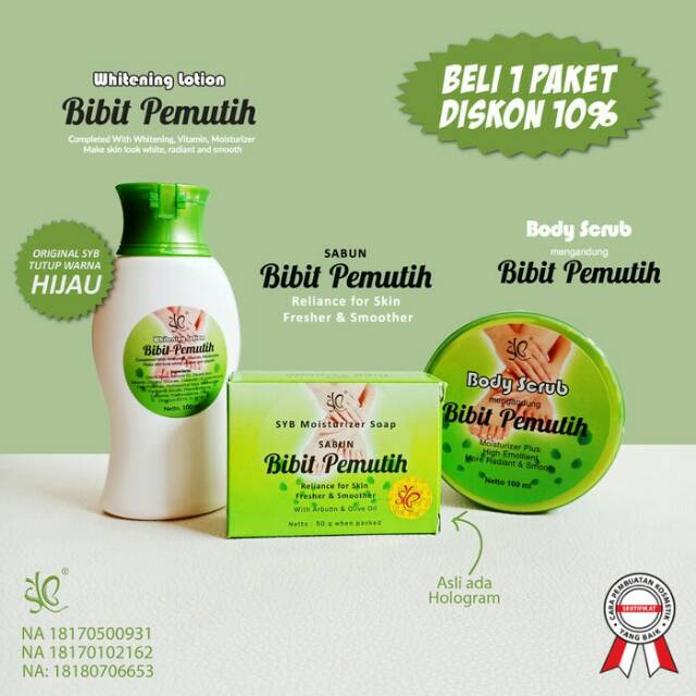 PAKET BIBIT PEMUTIH ( SABUN, LOTION &amp; BODY SCRUB ) BY SYB ORIGINAL