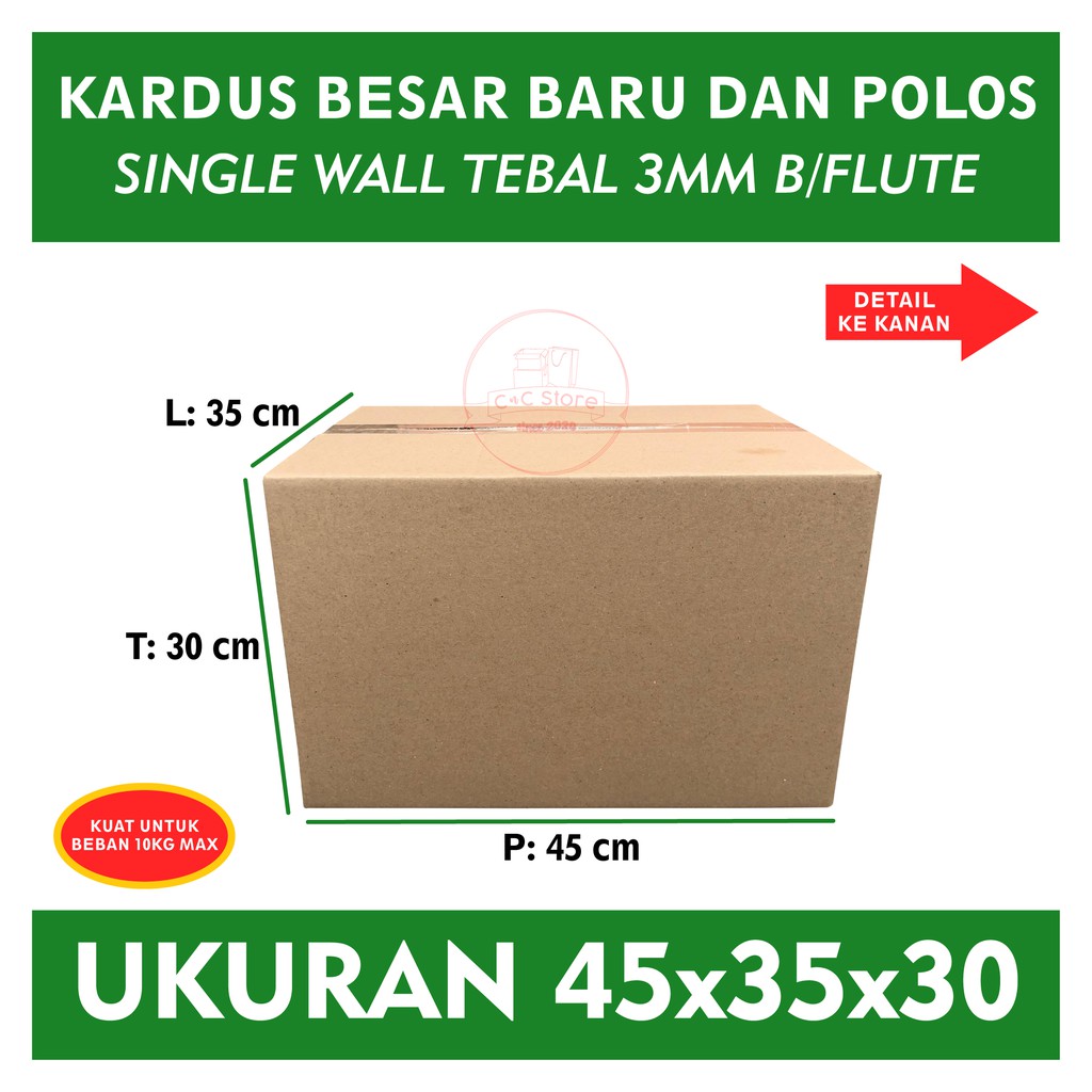 

Kardus Karton Box Polos Corrugated 45x35x30