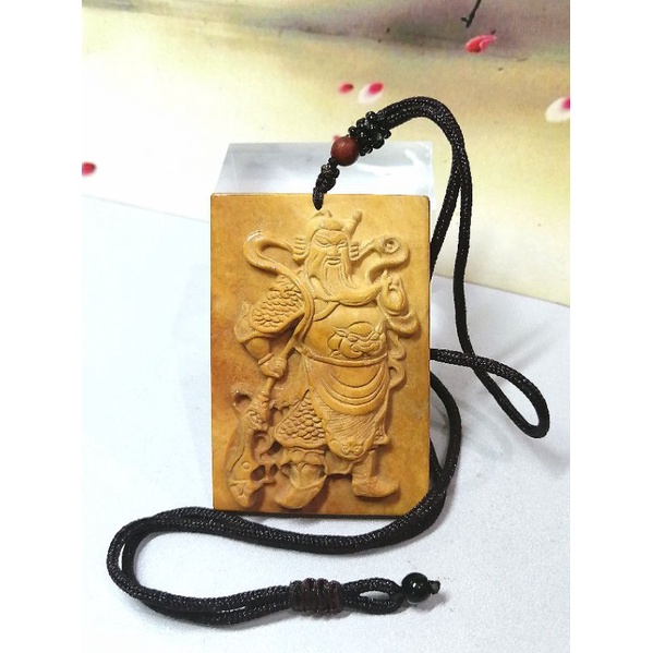 d4210 Liontin Giok Huanglong Ukiran Guan Gong Bersertifikat