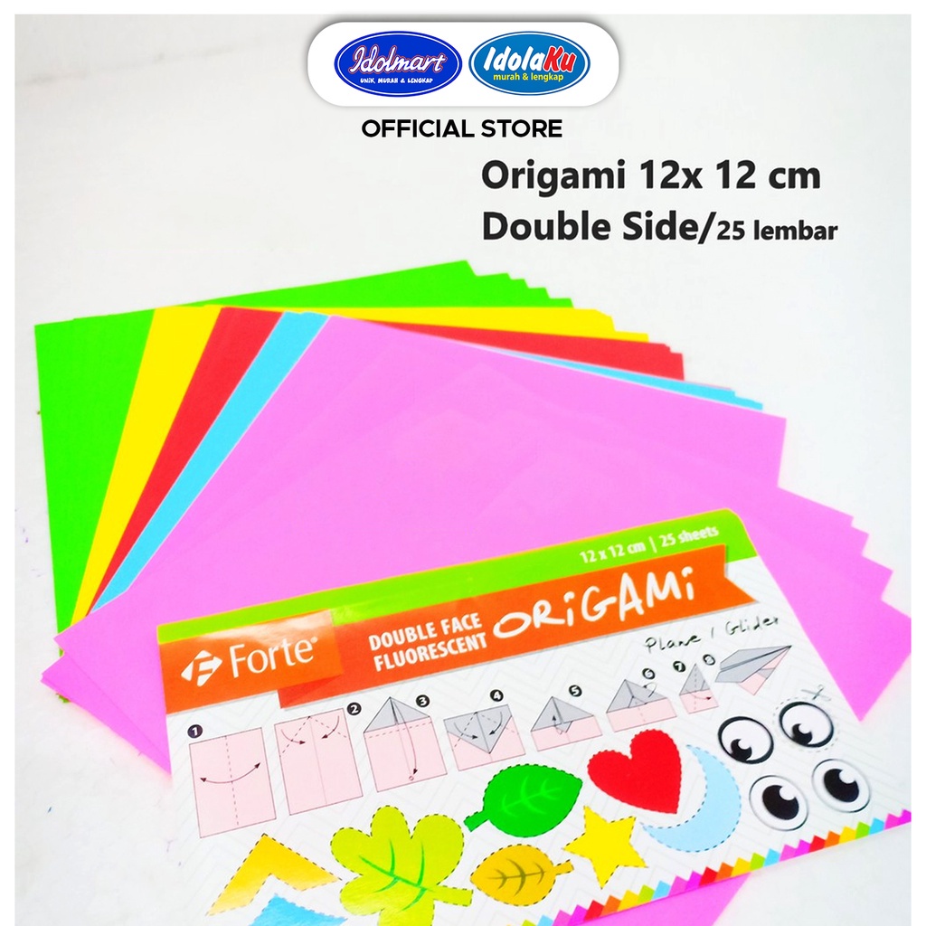 IDOLMART Origami Kertas Lipat Warna 2 Sisi FORTE 12x12cm (25lembar) Surabaya