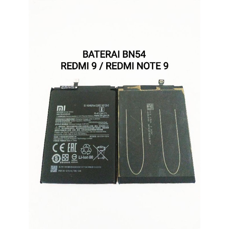 BATERAI XIAOMI REDMI 9 / REDMI NOTE 9 BN54 ORI