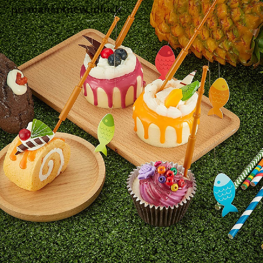 3 Pcs Tongkat Pancing Mini Untuk Dekorasi Kue Cupcake