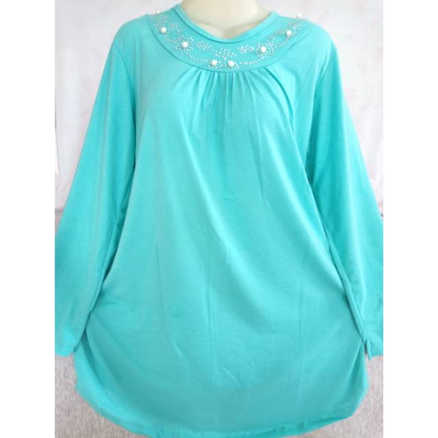 Blouse Mutiara putih 054 mote leher