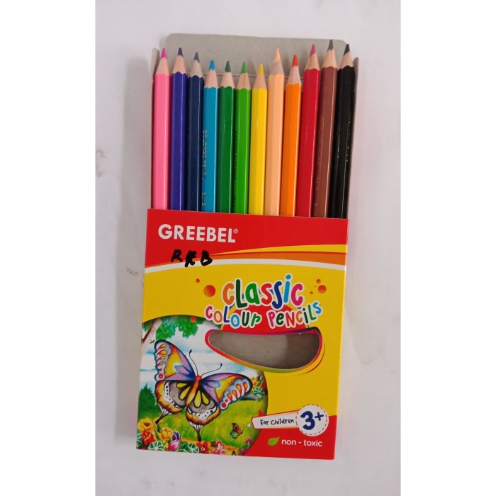 

WARNAPENSIL- PENSIL WARNA GREEBEL CLASSIC 12 PENDEK -PENSIL WARNA