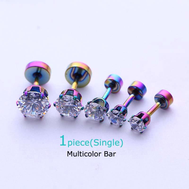 1piece Hypoallergenic stainless steel auricle pinna piercing earrings Zircon