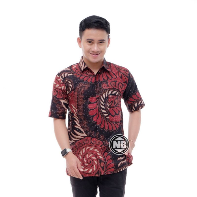 Kemeja Batik Pria Moderen Lengan Pendek Kratonan Regular- Baju Batik Pria Murah Regular M L XL XXL