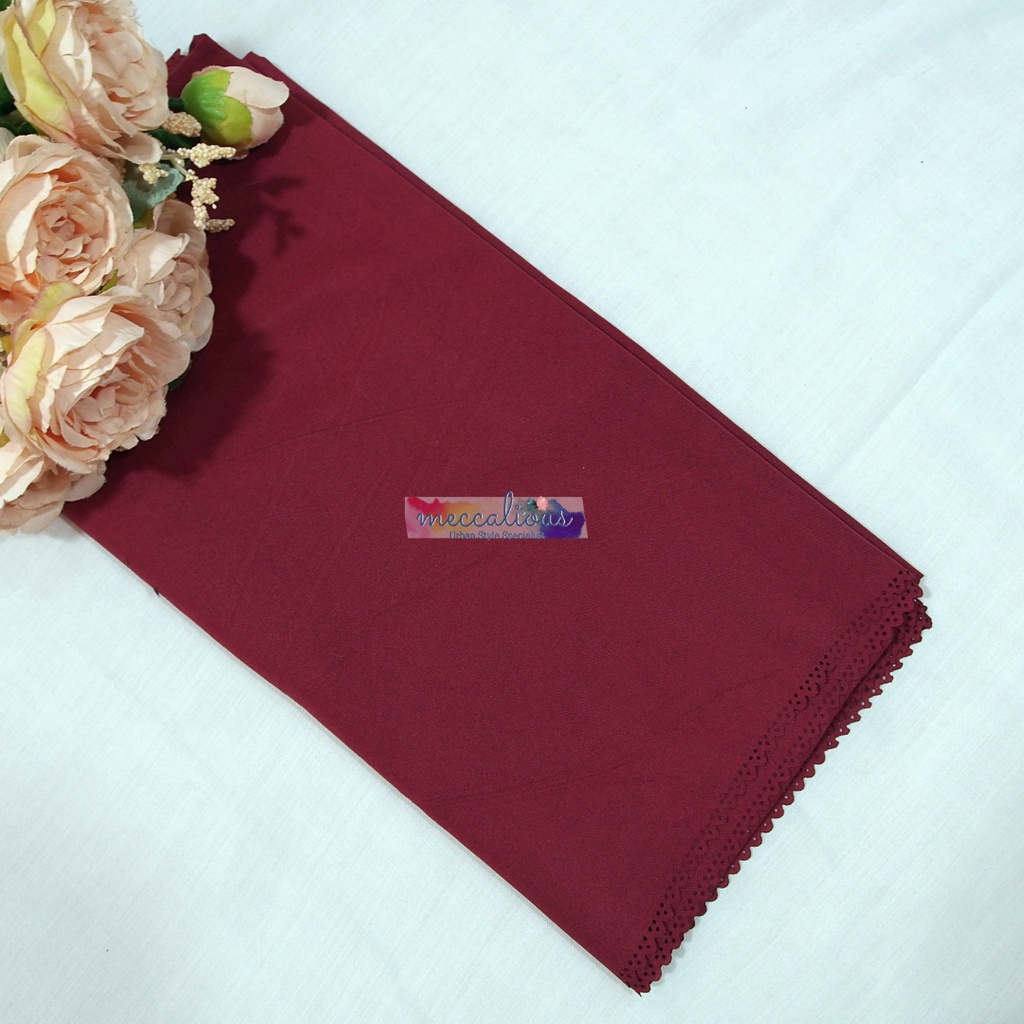 Jilbab Segi Empat Azara Voal Syari 130 x 130 Oskara  Miracle Jumbo Laser Cut-Maroon Red