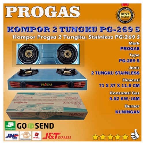 KOMPOR 2 TUNGKU - KOMPOR PROGAS 2 TUNGKU STAINLESS - KOMPOR 2 TUNGKU KALENG PROGAS - KOMPOR 2 TUNGKU PROGAS