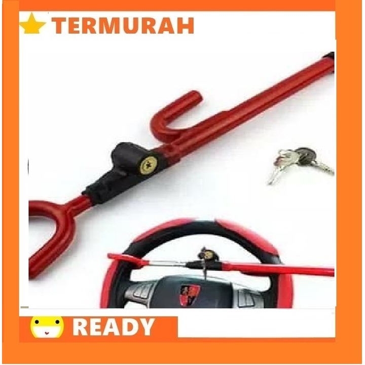 Pengaman Mobil Gagang Kunci Stir Setir Tipe 6008 Cagak Merah Universal Mobil Yaris Vios Innova Fortu
