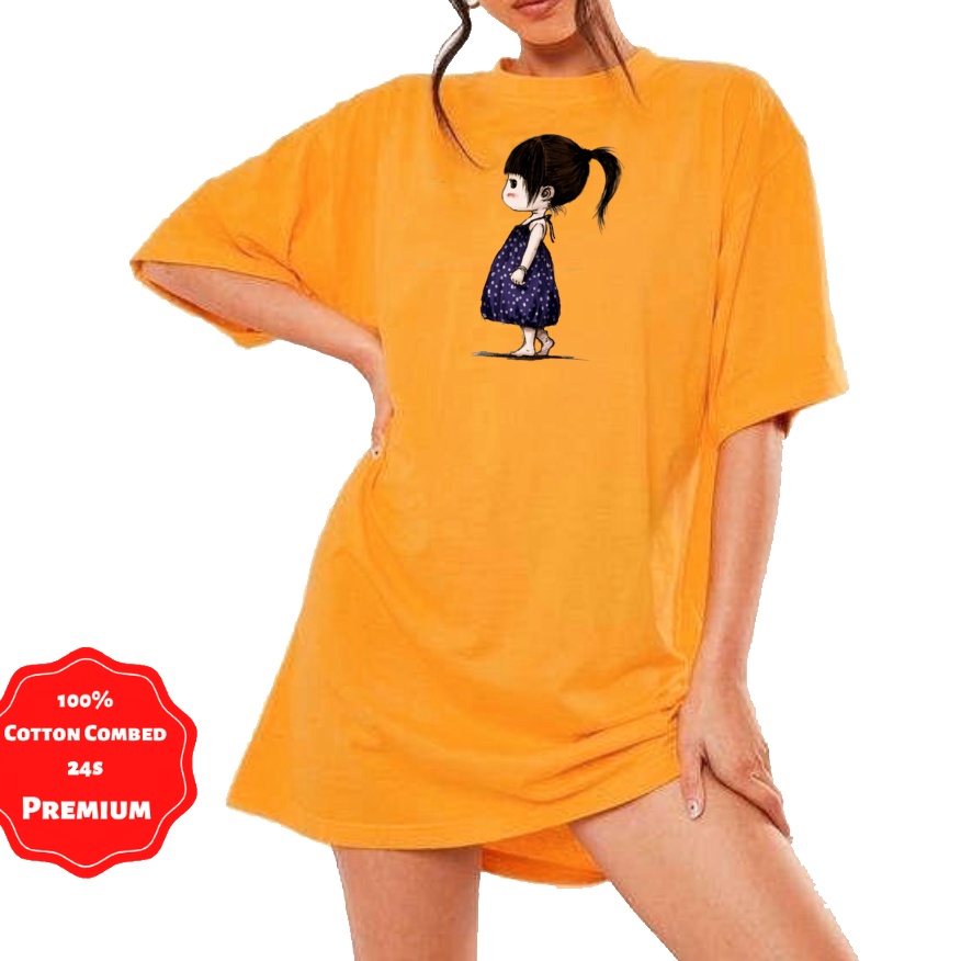 Kaos Oversize Katun Combed 24s Girl walk Alone Oblong Unisex Jumbo XXL