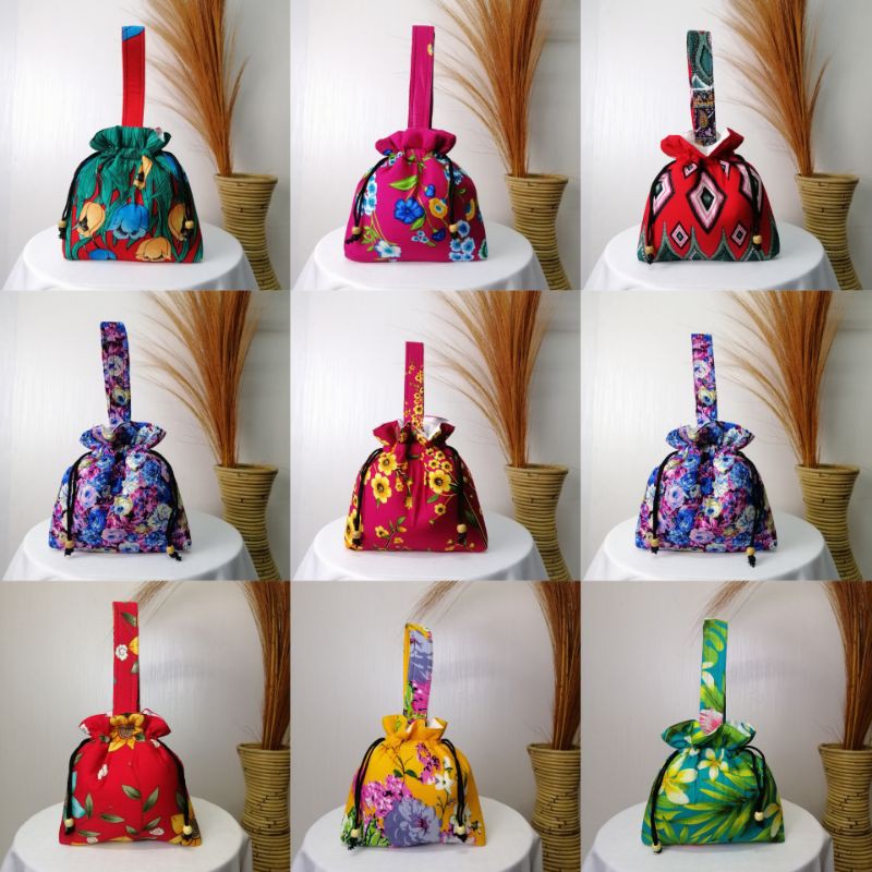 Tas Serut Mini Bali / Mini Pouch Serut Rayon / Tas Serut Oleh-oleh Bali / Random