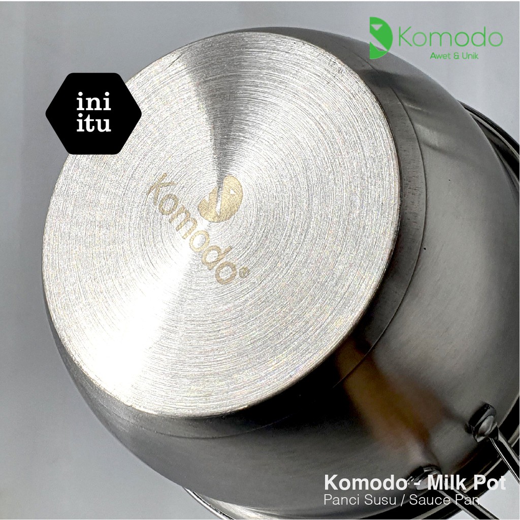 [ Komodo ] Milk Pot / Panci Susu uk 18cm / Sauce Pan Komodo + Tutup 18 Cm - Double Buttom + Stainless Steel