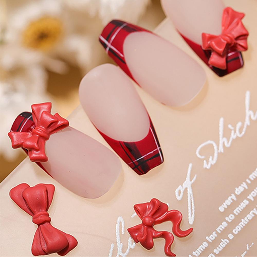 AUGUSTINA Agustinina Bow Ornament 20Pcs DIY Nail Art Valentine Manicure Ikatan Simpul Aksesoris Kuku