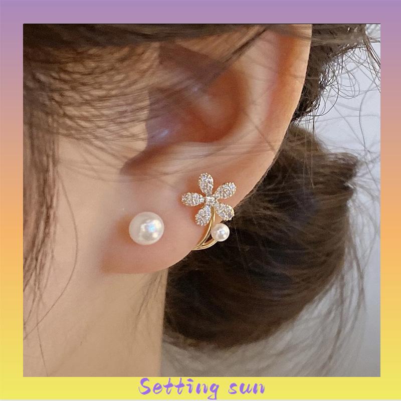 Anting 925 Perak Jarum Ikan Korea Ekor Mutiara 2021 Baru Trendi Elegan Fashion Stud Earrings TN