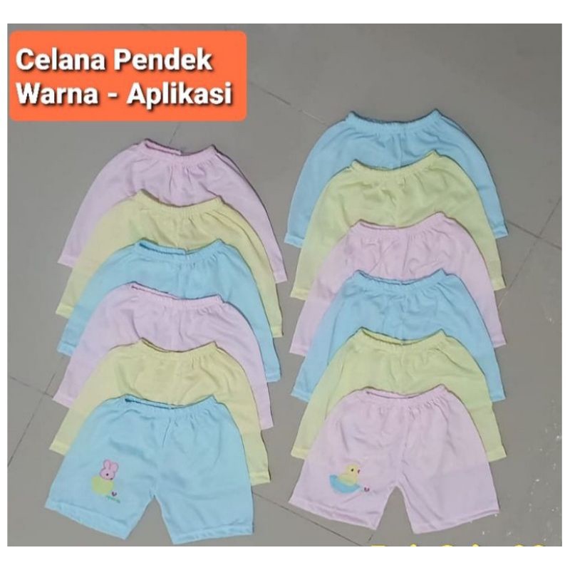 12 PCS Celana Pendek Anak Warna Bordir Usia 1-2 Tahun