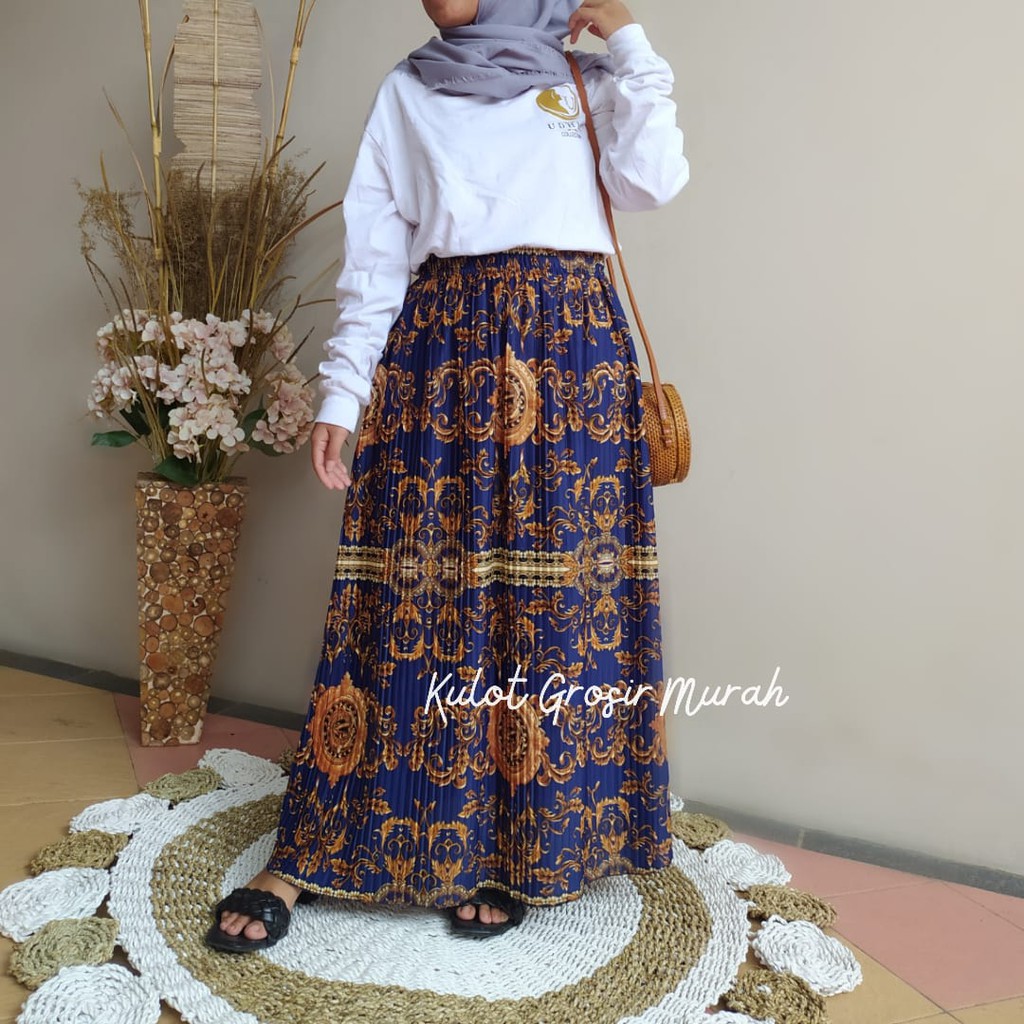 Motif Sultan Basic Rok Plisket Bisa Untuk Jumbo