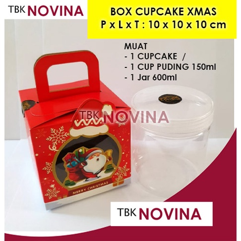 KOTAK KUE NATAL CUPCAKE PUDING / BOX KUE NATAL / KOTAK NATAL CUPCAKE PUDING JAR / KOTAK KUE