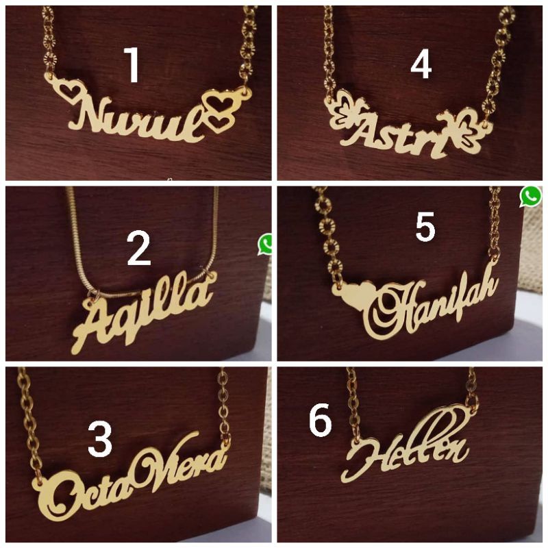 kalung Ukir nama custom lapis emas 24k anti karat