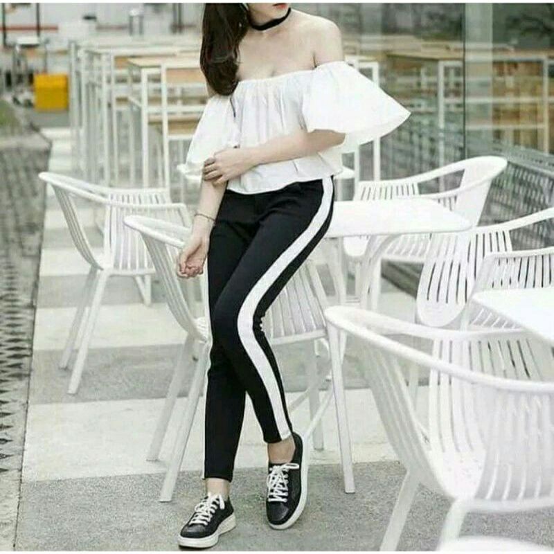 Legging Stripe Pants warna / Leging Stripe murah / Lejing stripe wanita