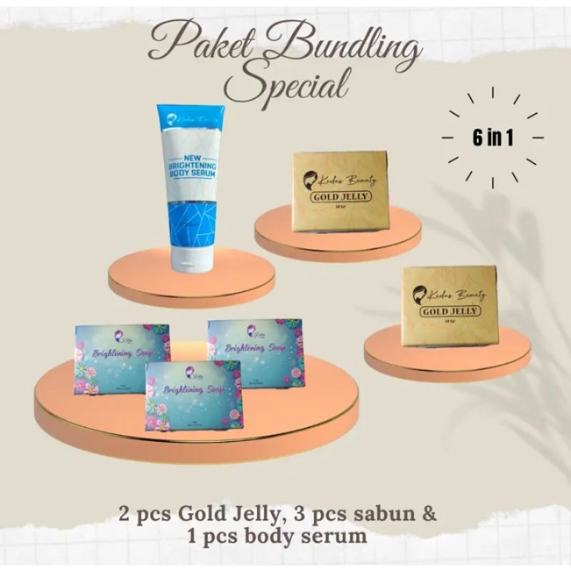 paket sepecial 6in1 kedas beauty original 100% (3 sabun+2 gold jelly+1 body serum)