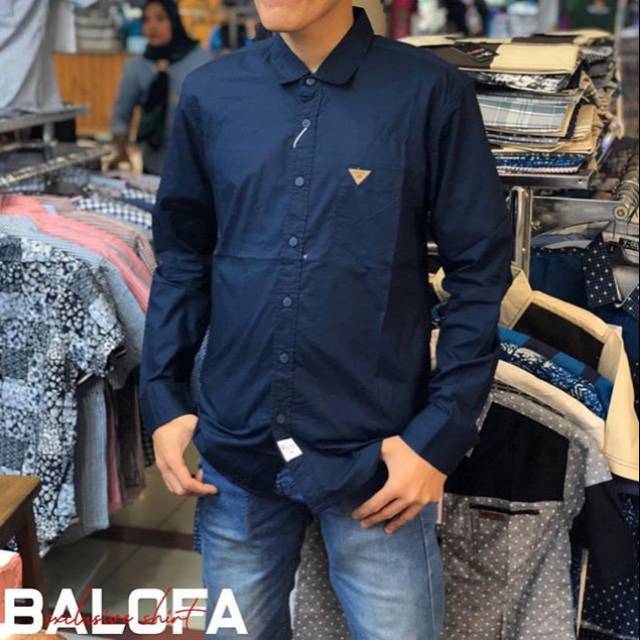 Kemeja polos new balofa navy