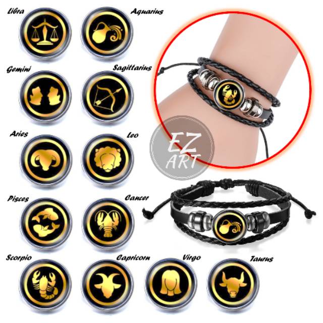 TERBARU! Gelang horoscope zodiak zodiac 12 constellation kulit Multilayer keren