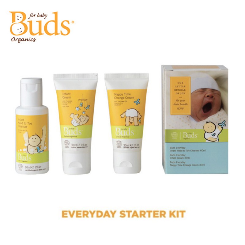 Buds Organics Everyday Starter Kit Baby Cleanser &amp; Creams - Isi 3 Pcs