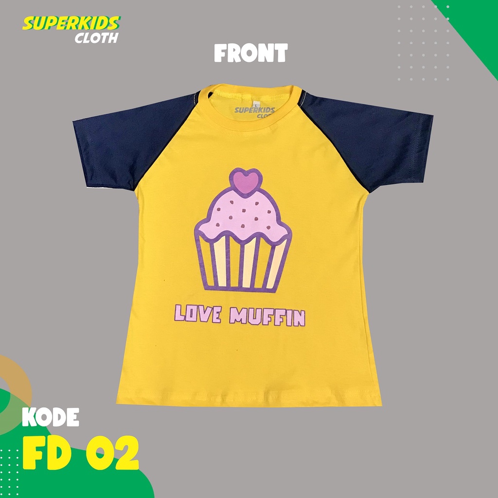 BAJU ANAK PEREMPUAN / KAOS ANAK PEREMPUAN / PAKAIAN ANAK CEWEK KAOS ANAK PEREMPUAN LENGAN PENDEK MUFFIN ECER GROSIR SUPERKIDS CLOTH 1 - 11 TAHUN